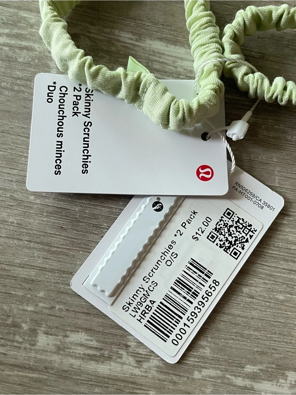 Lululemon Skinny Scrunchies 2 Pack HRBL Yellow Green NWT OS Hair Ties